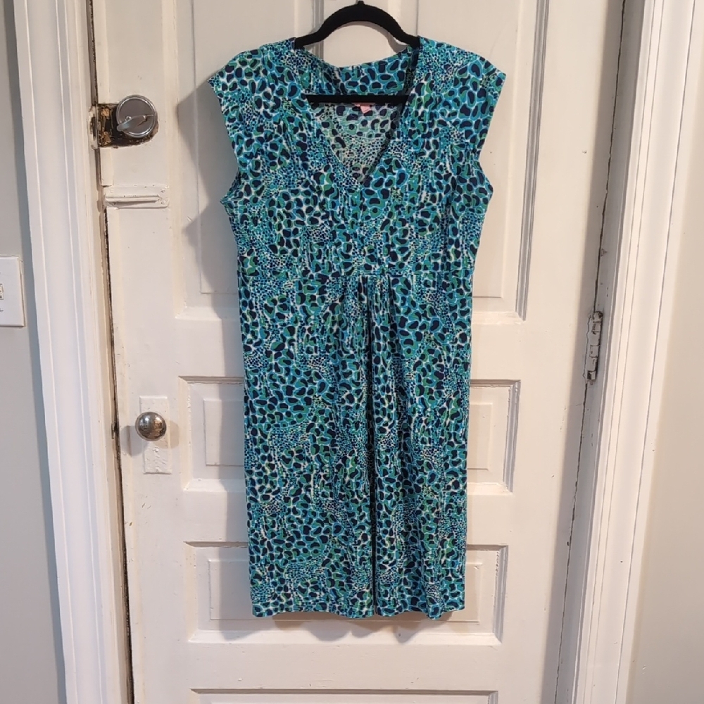 Lilly Pulitzer Teal and Black Leopard Print Dress